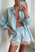 LACE TRIM BUTTON SHORTS SET