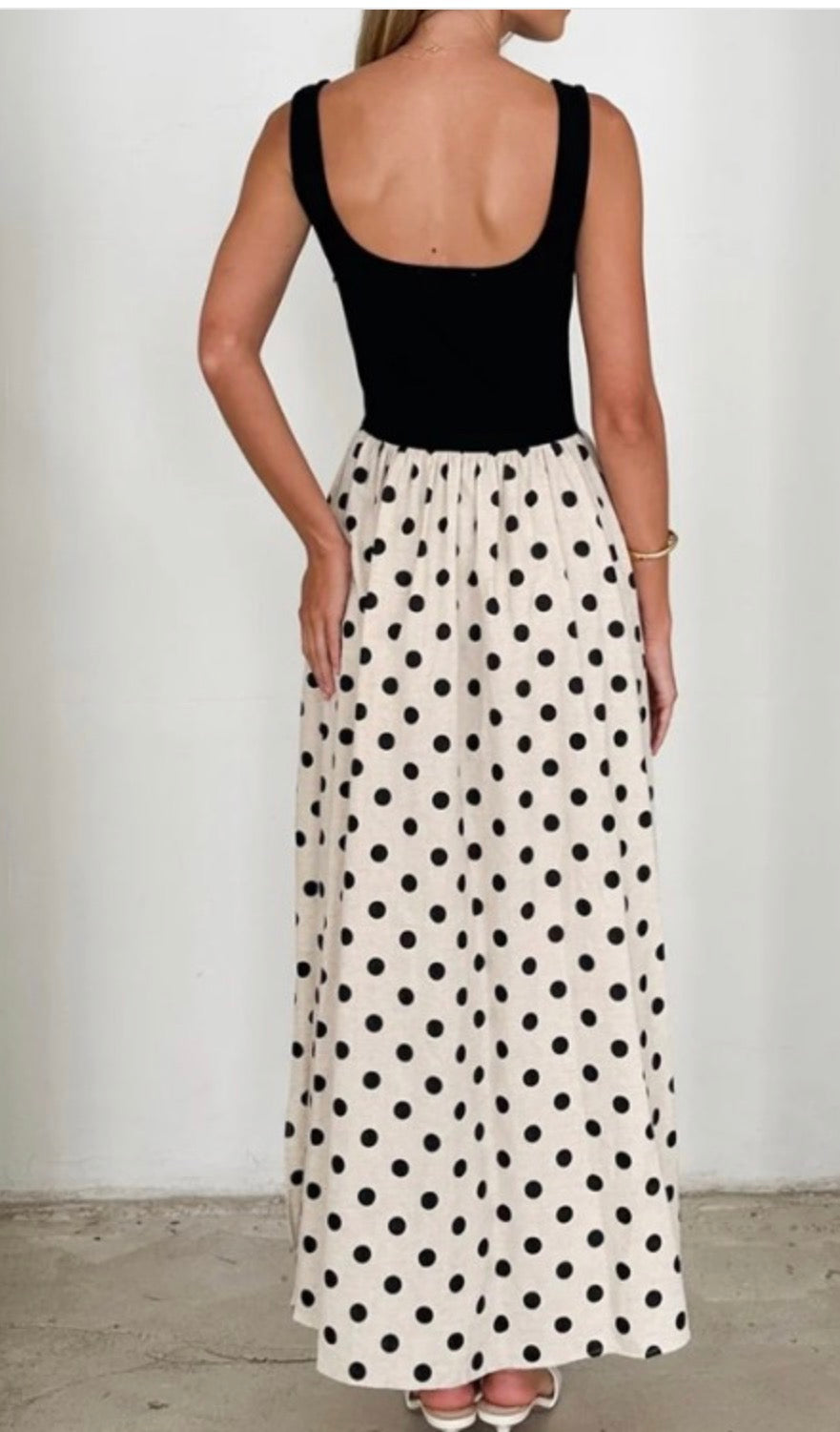 Polka Sleeveless Maxi Dress