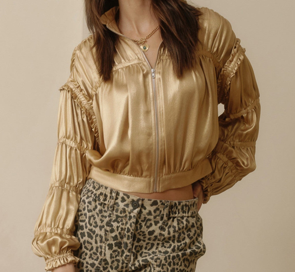 Shirring Detail Short Jacket