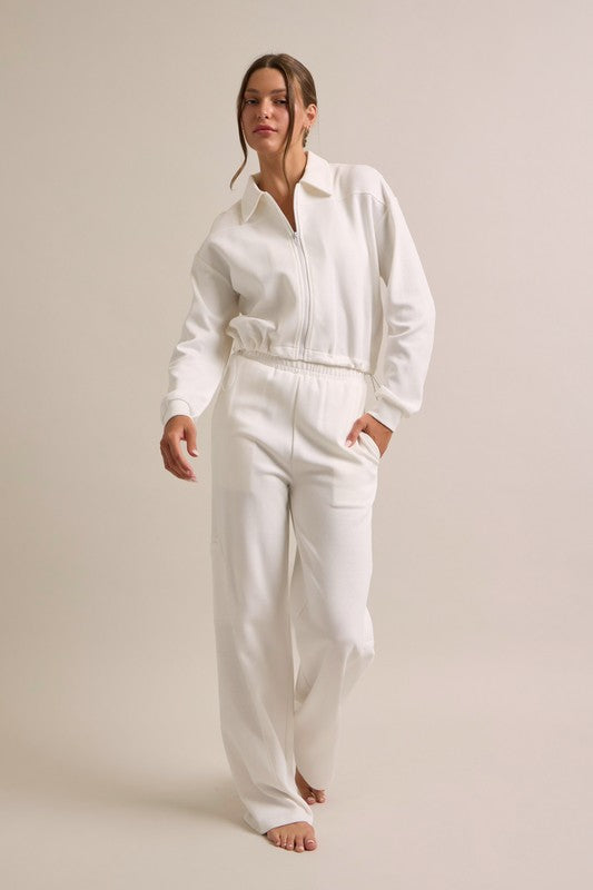 Cressida Knit Collar Zip Up Jacket And Pants Set