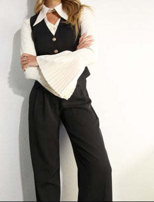 Pleated Vest & Pants Set