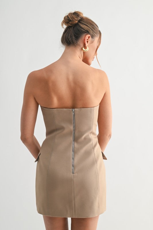 Sculpted Panel Strapless Dress