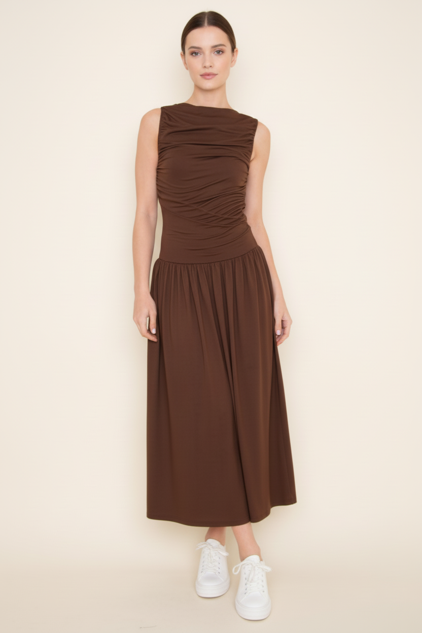 Shirred Maxi Knit Dress