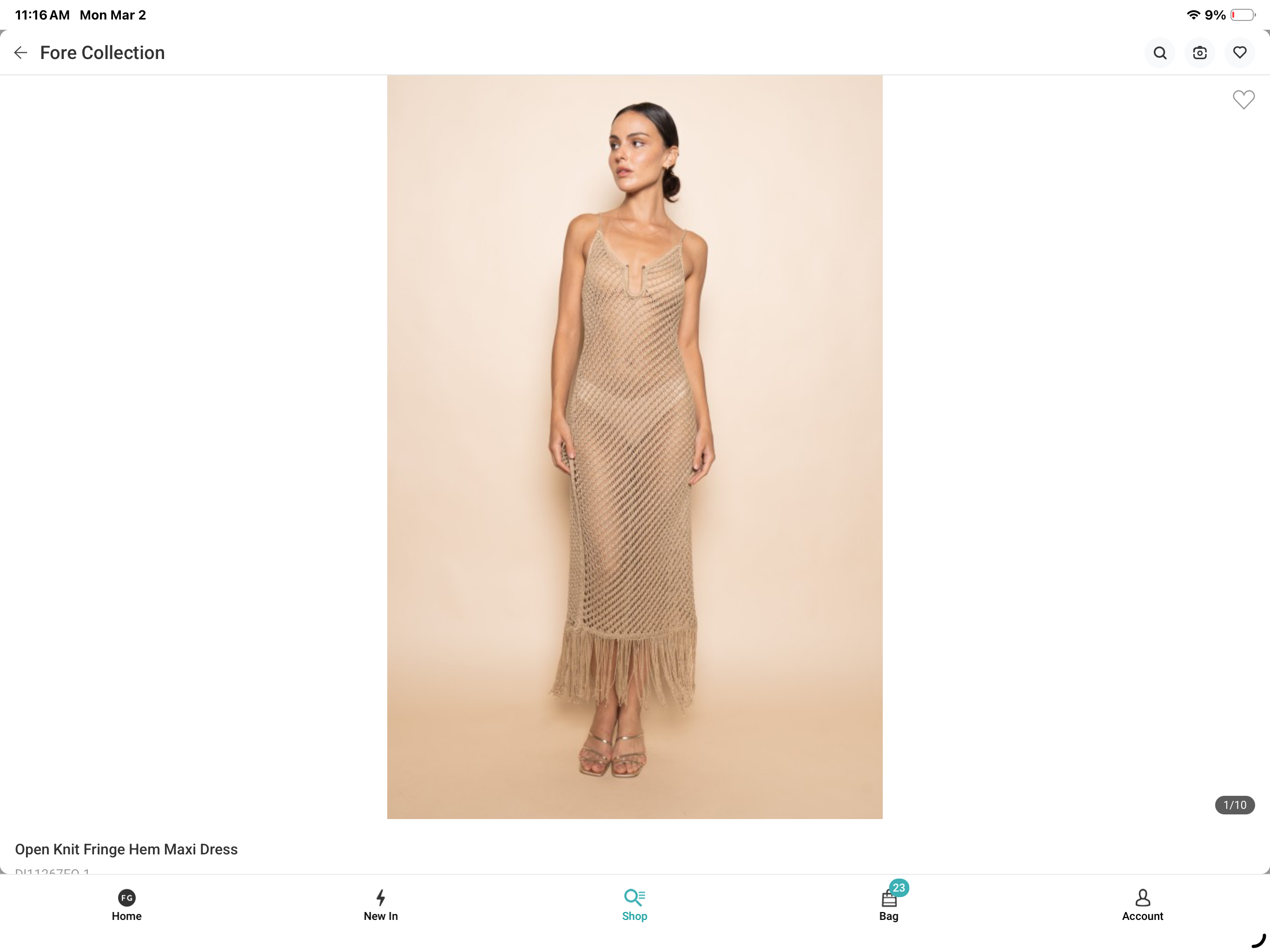 Open knit fringe hem maxi dress